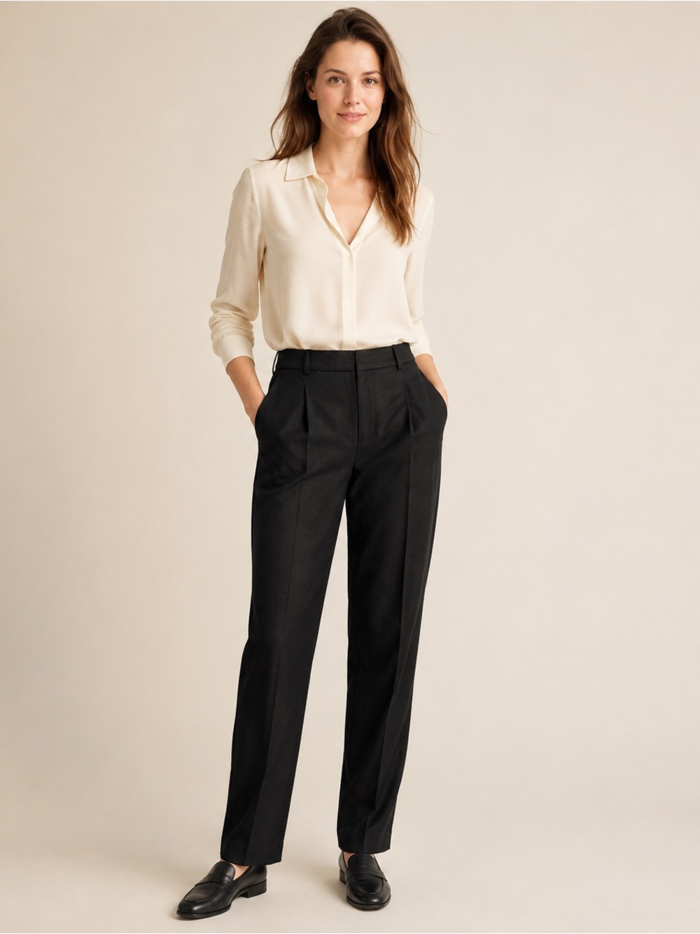 J.Crew Women’s Size 2 Black Pleated Straight Leg Dress Pants Made in Spain